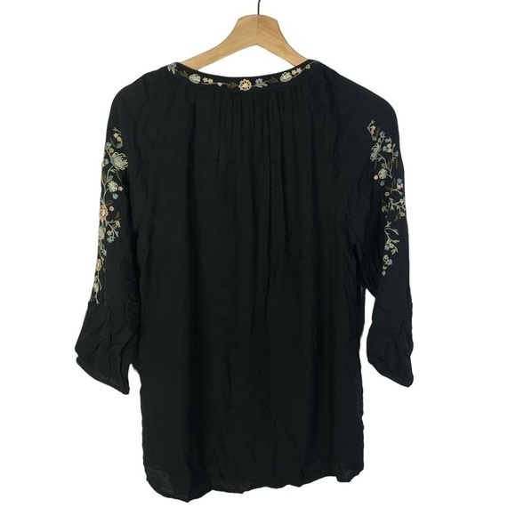 J. Jill Black Floral Embroidered Long Sleeve Button Down S - Picture 2 of 5